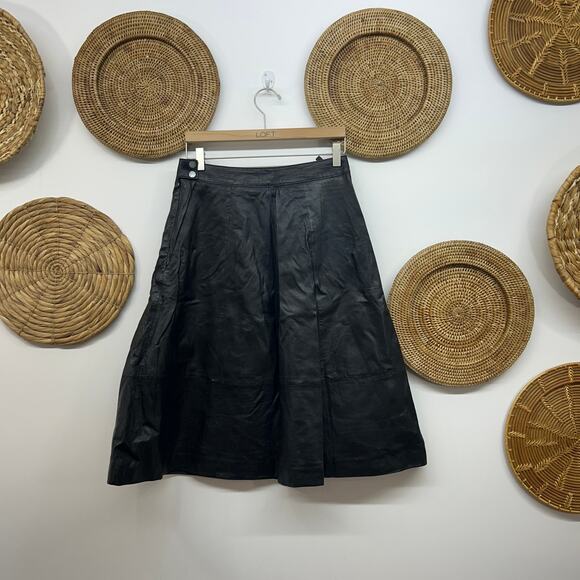 $228 Mauritius Leather Black Zaza RF Leather Skirt 4 Knee Length Midi - Picture 3 of 10